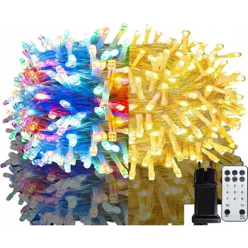 Vánoce VÁNOČNÍ OSVĚTLENÍ NA STROMEČEK 30M 300LED 4 BARVY VNITŘNÍ VENKOVNÍ SVĚTLA + DÁLKOVÉ OVLÁDÁNÍ