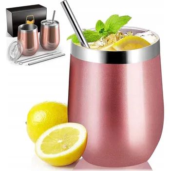 Sklenice 2 ks Termoska termohrnek na nápoje RŮŽOVÁ 350 ml DÁREK