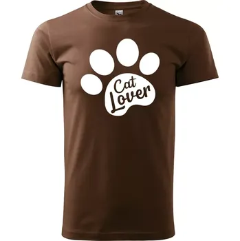 Pánské tričko Sablio Tričko s potiskem Cat lover - hnědé S