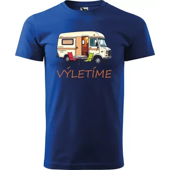 Pánské tričko Sablio Tričko s potiskem Výletíme - modré M