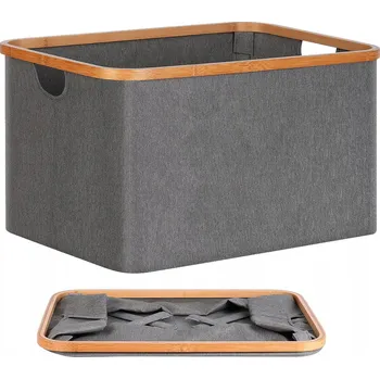 Koš na prádlo BAMBUSOVÝ KOŠ NA PRÁDLO VELKÝ 60 L SKLÁDACÍ STOJÍCÍ KOŠ