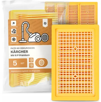 Filtr do vysavače 5x FILTR do VYSAVAČE Kärcher MV 6 P Premium Vzduchový Vlnitý FILTRY EM-W