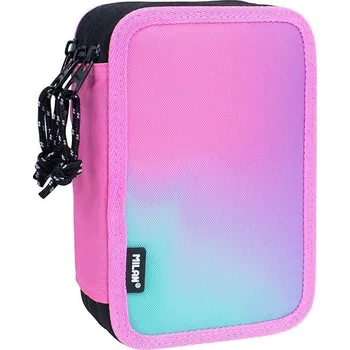 Penál Školní penál MILAN Cut and Paste – 3 patra s výbavou, růžový