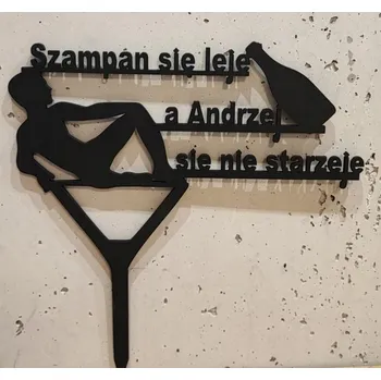 Jedlá dekorace na dort Zápich do dortu pro muže, kluka, jméno + ŠAMPAŇSKÉ teče proudem