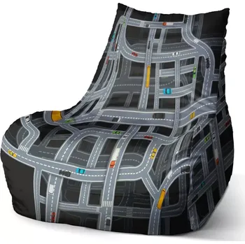 Sedací pytel Sablio Sedací vak Bean Dětská autodráha - 100 x 90 x 45 cm