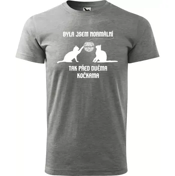 Sablio Tričko s potiskem Byla jsem normální tak před dvěma kočkama - šedé S