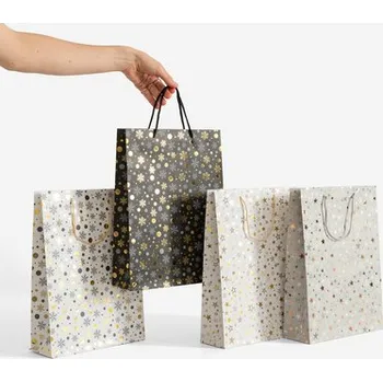 Dárková taška Vánoční dárková taška hvězdičky velikost M MIX