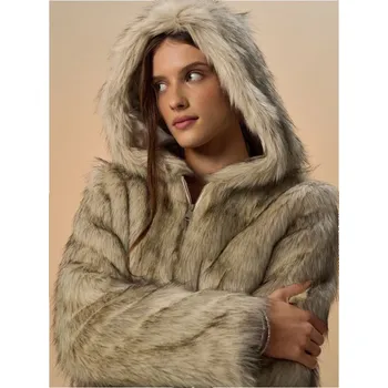 Dámský kabát Bunda z umělé kožešiny - M/L - House - smetanový - 787EW-12X