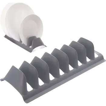 Stojan na víno STOJAN NA POKLICE TALÍŘE ORGANIZÉR DO KUCHYNĚ ŠEDÝ VERTIKÁLNÍ