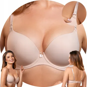 Dámské oblečení Vivisence 1041 béžová hladká podprsenka 70B s PUSH-UP efektem