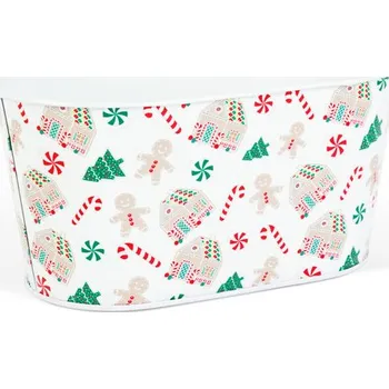 Vánoční dekorace Vánoční kovový košík s motivem perníku domku