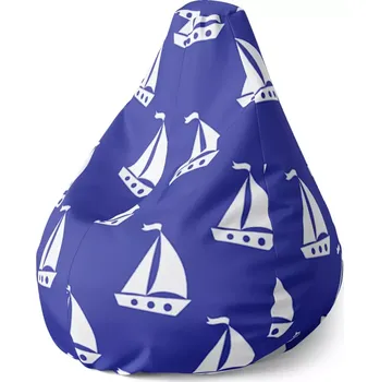 Sedací pytel Sablio Sedací vak Pear Bílé lodě - 70 x 95 x 15 cm