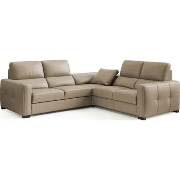 Sedací souprava Pravý rohový gauč Leonardo s funkcí spaní, nízkým rohovým prvkem a dvojitým elektrickým relaxem - Bydgoskie Meble m 603 grey, Wenge 255x98 cm