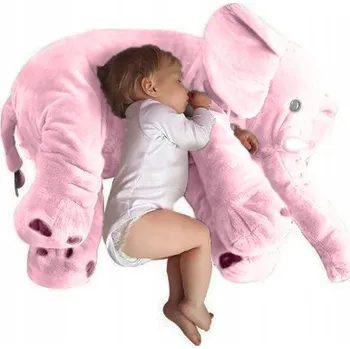 plyšák SLŮNĚ SLON PLYŠOVÝ POLŠTÁŘ 125 cm 3 barvy Růžová