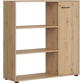 regál Jednodveřová knihovna s policemi do kanceláře nebo pracovny Space Office - Black Red White - BRW Dub Artisan 120x122 cm