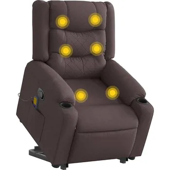 Křeslo zahrada-XL Zvedací masážní polohovací křeslo tmavě hnědé textil 3310270
