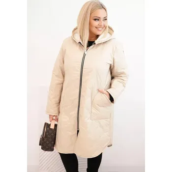 Kesi Włoski Dámská zimní prošívaná bunda Plus Size s kapucí béžová Kesi Włoski krémová 3454159