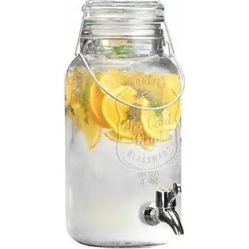 Dávkovač nápoje SKLENICE S KOHOUTKEM NA NÁPOJE LIMONÁDU VODU SKLENĚNÝ DISPENZÉR 4 L