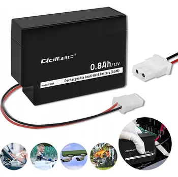 Záložní baterie Akumulátor AGM 12V 0.8Ah pro hračky, UPS, váhy a alarmy Qoltec