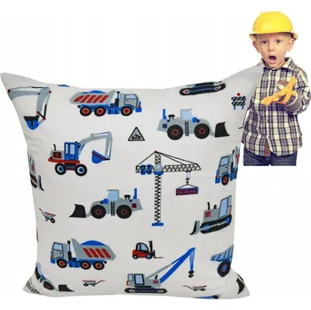 Povlak na dekorativní polštářek Povlak na polštáře 40 x 40 cm Głęboki Sen Bagry/Stavební stroje