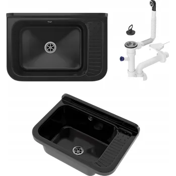 Granitový dřez Dřez Granitan s hlubokou vaničkou, polypropylen, černý