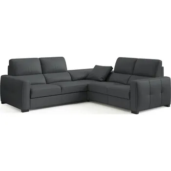 Sedací souprava Pravý rohový gauč Leonardo s funkcí spaní, nízkým rohovým prvkem a dvojitým elektrickým relaxem - Bydgoskie Meble i 119 steel, Wenge 255x98 cm