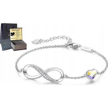 Náramek Stříbrný náramek Stříbro 925 Srdce se zirkony Gravírování pro manželku Nekonečno