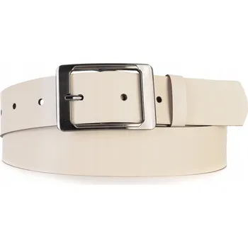 Opasek KOŽENÝ dámský Pásek Široký ECRU 4 cm 85