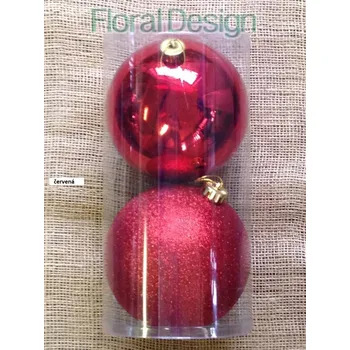 Vánoční dekorace Vánoční koule plast 14 cm, 2ks červená