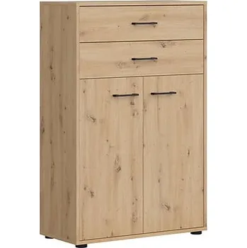 regál Dvoukřídlý regál se zásuvkami do kanceláře nebo pracovny Space Office - Black Red White - BRW Dub Artisan 80x122 cm