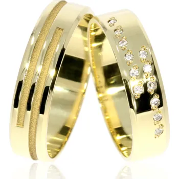 Prsten Zlatnictví Helios Zlaté snubní prsteny L-377 Kameny: S Diamanty