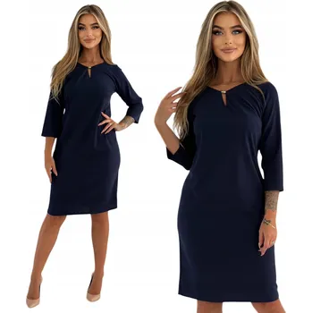 Dámské šaty TMAVĚ MODRÉ ELEGANTNÍ ŠATY VELIKOST 46