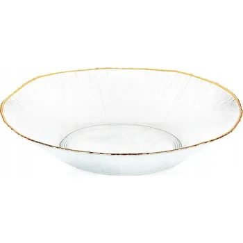 SKLENĚNÁ MÍSA ZLATÁ PRO SERVÍROVÁNÍ OVOCE SALÁTŮ DEKORATIVNÍ 30 CM 1.6 L