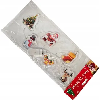 Vánoční dekorace VÁNOČNÍ GIRLANDA SILIKONOVÉ NÁLEPKY NA OKNO S LED OSVĚTLENÍM