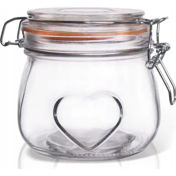 Sklenice SKLENĚNÁ ZAVAŘOVACÍ SKLENICE 500ML S PATENTNÍM UZÁVĚREM A KLIPEM PRO SKLADOVÁNÍ A ZAVAŘOVÁNÍ