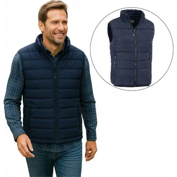 Pánská vesta Pánská prošívaná vesta NÁMOŘNICKÁ MODRÁ moderní BUNDA BEZ RUKÁVŮ pánský prošívaný teplý M