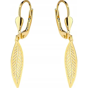 Náušnice VÝJIMEČNÉ ZLATÉ VISACÍ NÁUŠNICE ryzosti 585 - LISTY