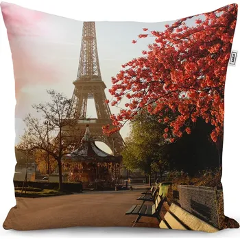 Polštář Sablio Polštář Eiffelova věž a červený strom - 50x50 cm