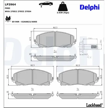 Brzdová destička Sada brzdových destiček, kotoučová brzda DELPHI LP3964