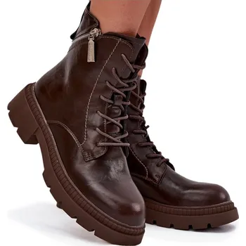 Dámské tenisky Dámské pracovní kotníkové KOTNÍKOVÉ BOTY , přírodní kůže, zateplené, BIG STAR SS274453 hnědá 37