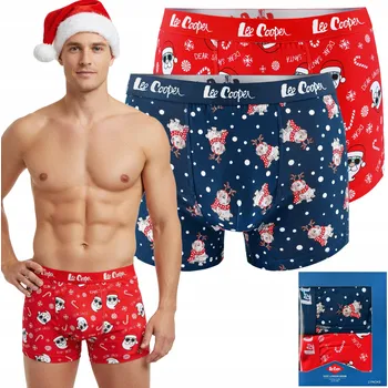 Boxerky Lee Cooper Pánské vánoční boxerky 2 kusy Bavlna Vzor Santa Claus XXL