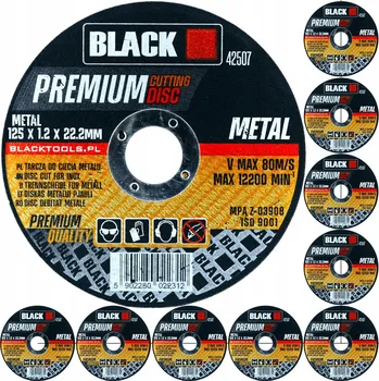 Řezný kotouč SADA 10x KOTOUČ NA KOV MOCNÉ KOTOUČE NA ŘEZÁNÍ OCELI 125MM 1,2MM BLACK