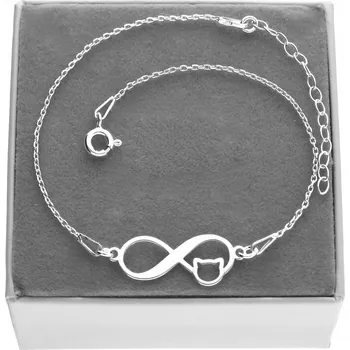 Náramek Stříbrný náramek INFINITY NEKONEČNO s kočkou STŘÍBRO 925