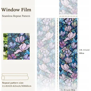 Okenní dekorace Funlife Przezroczysta přiléhající květinová nálepka na okno PIVOŇKA