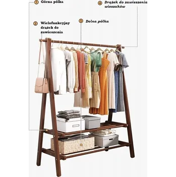 Věšák Stojací věšák, dřevěný věšák Hedo, odstíny hnědé