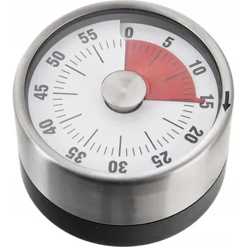 Kuchyňská minutka ANALOGOVÝ KUCHYŇSKÝ MINUTKOVNÍK S MAGNETEM, OCELOVÝ ČASOVAČ 6 CM PRO VAŘENÍ