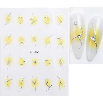 samolepka Samolepky 3D ozdoby na nehty samolepící stříbrné žluté S97