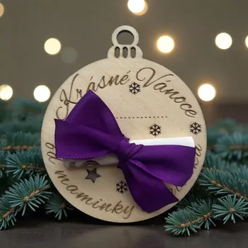 Svatební dekorace Dřevěná vánoční koule na peníze – od maminky a tatínka | Ručně vyráběno z březové překližky