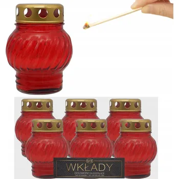 Svíčka HŘBITOVNÍ SVÍČKA SKLENĚNÝ KLASICKÝ ČERVENÝ NA HROB MINI 6ks 10cm RAMIT