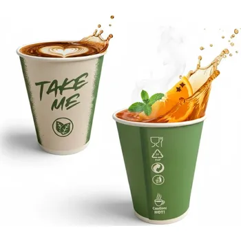 Jednorázové nádobí Papírový kelímek papír take me papírové kelímky bez SUP 250ml 50 Ks na kávu